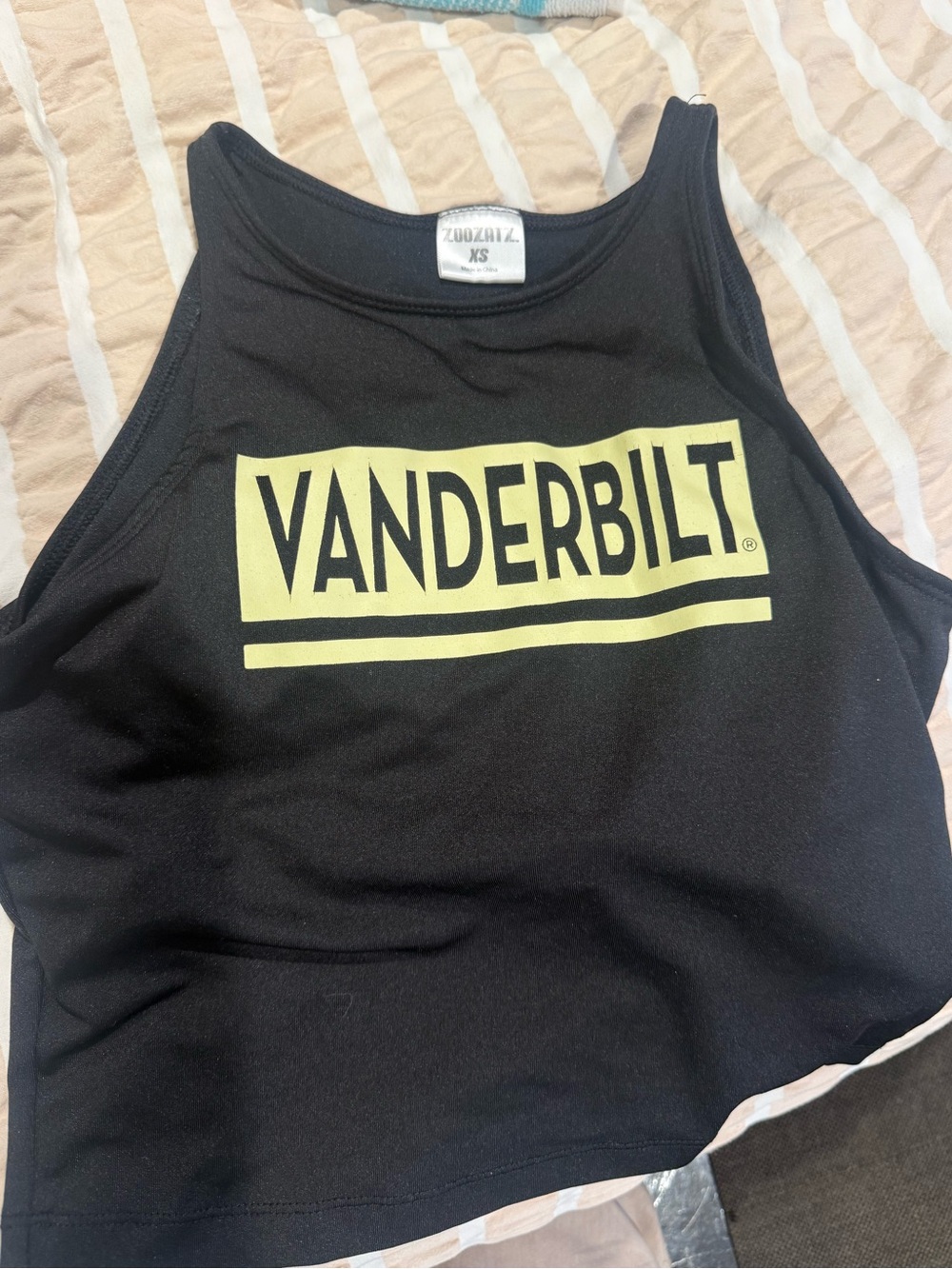 Vanderbilt Black Tank Top with Yellow Logo - Women's XS